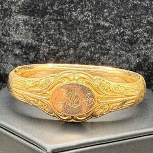 Vintage Gold Filled ID Bracelet Bangle Engraved Thick READ 7"